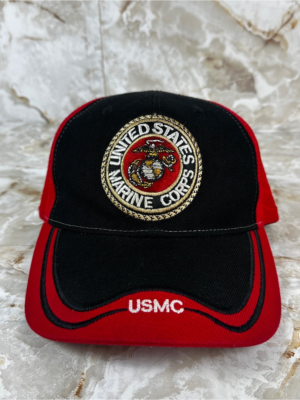 USMC Marine Mens Vintage Black Strapback US Military Casual Hat Cap